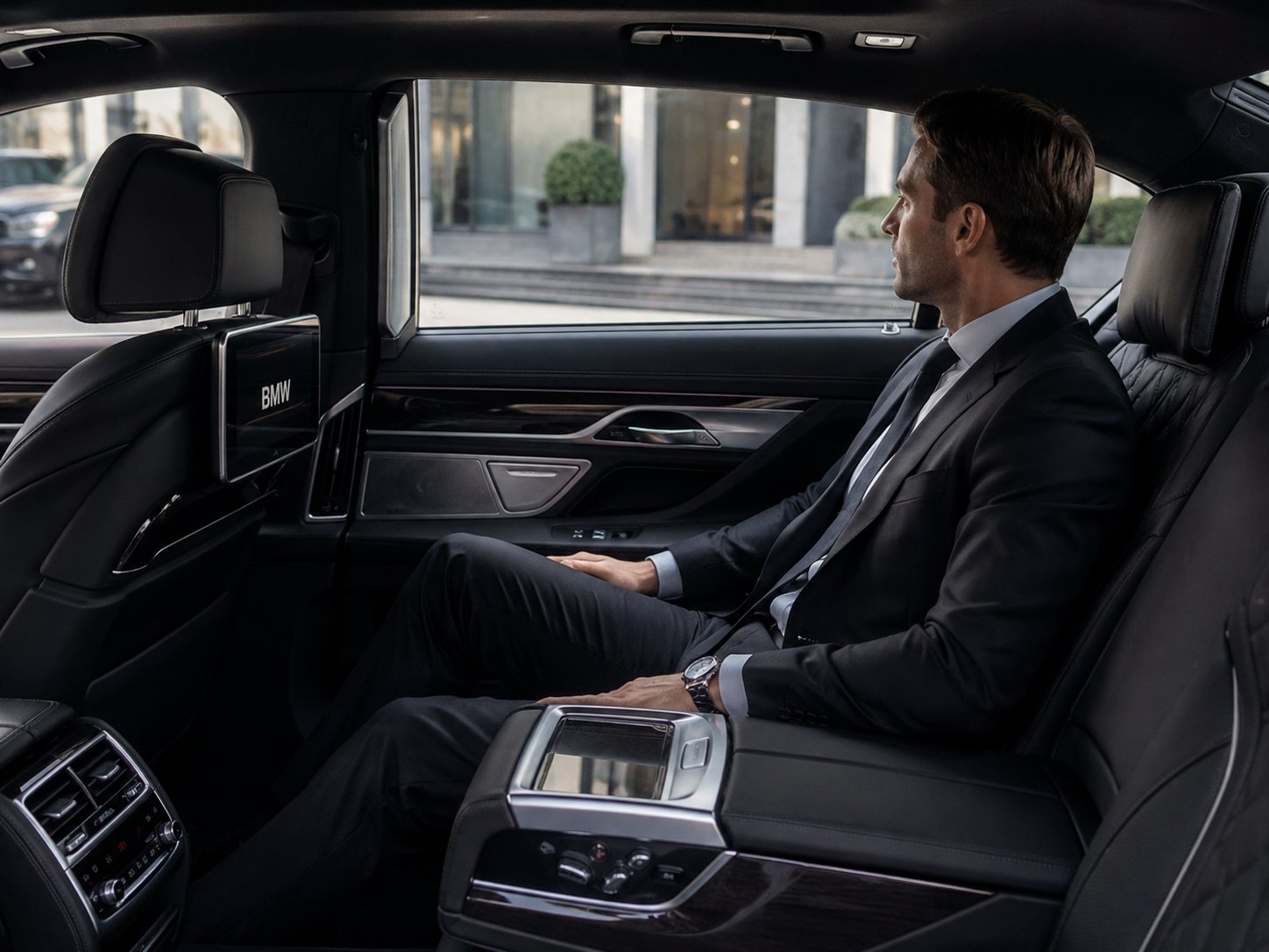 Luxury Executive Travel Service Premium German Saloon Highlighting Sleek Front Profile and Metallic Finish