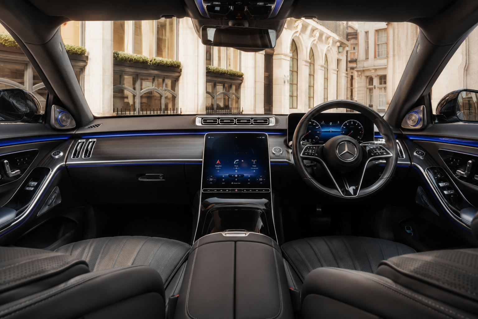 Corporate Chauffeur Service in London Executive Saloon Rear Seat Multimedia Controls