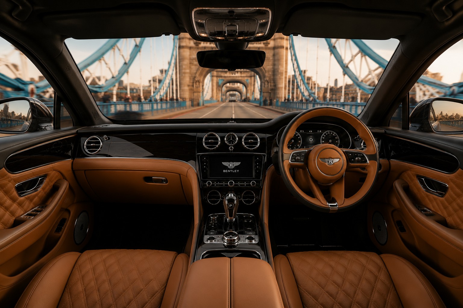 Business Travel Chauffeur Service Premium Flagship Interior Cabin Featuring Luxury Wooden Inlays and Digital Dashboards