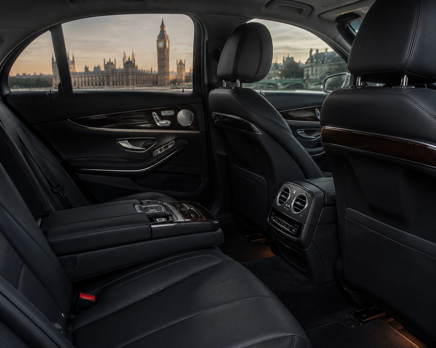 Executive Car Service For Companies Premium Vehicle Interior Showing Rear Passenger Workspace and Legroom