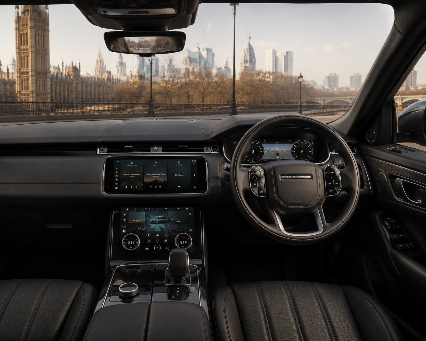 Corporate Event Service Luxury SUV Interior Cabin Featuring Premium Right-Hand Drive Leather Layout