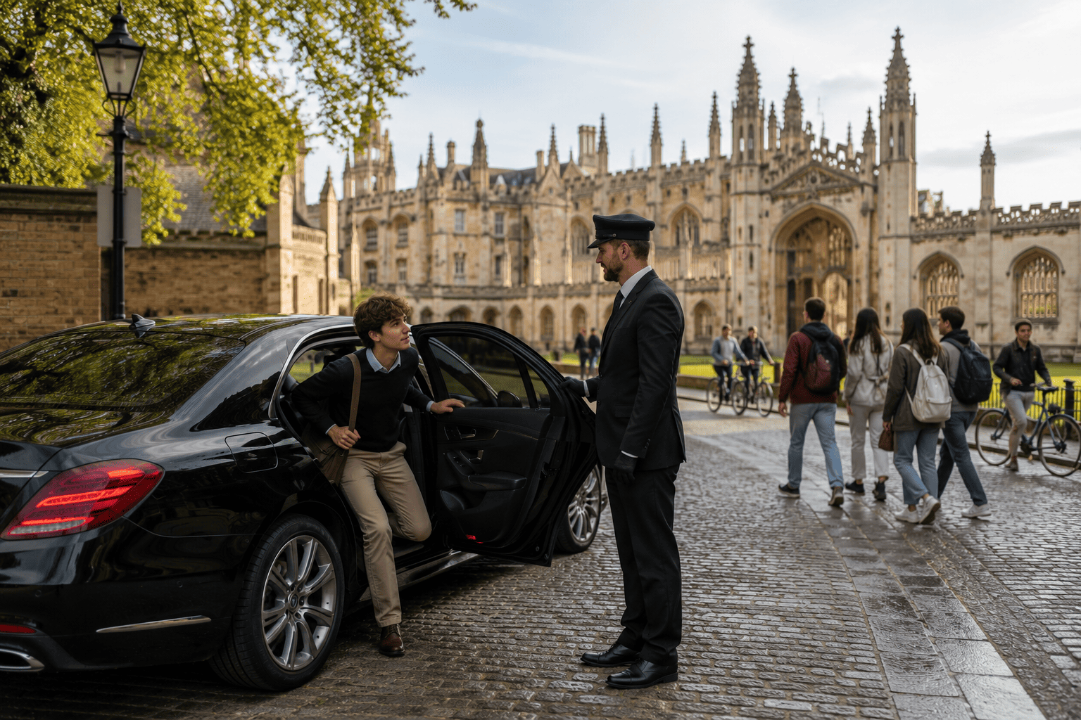 Private luxury chauffeur service to Cambridge university buildings