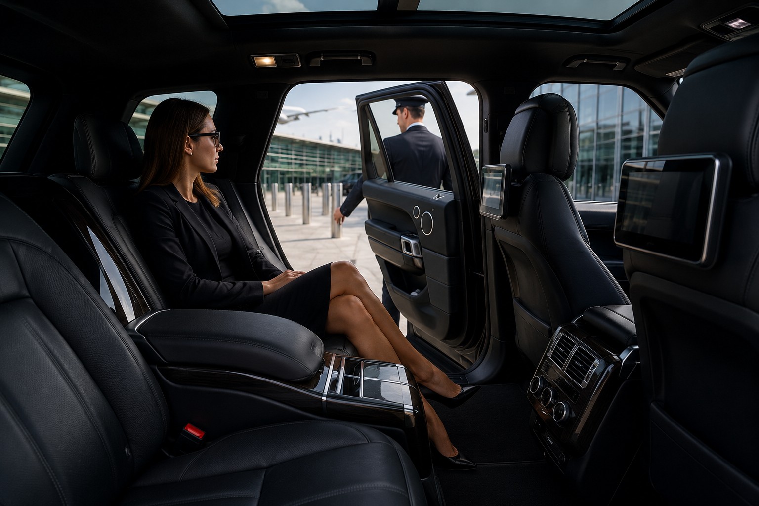 VIP Airport Transfer Luxury SUV Rear Cabin Highlighting First Class Seating Infrastructure And High Spec Amenity Layouts