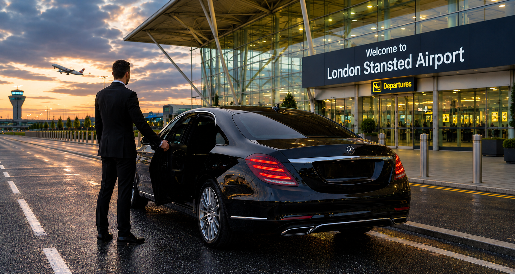 Stansted Airport chauffeur service with luxury Mercedes-Benz vehicle